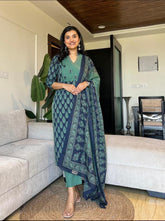 ❤️❤️❤️❤️❤️❤️❤️❤️*NEW COLOUR LUNCHING Voluminous Beutiful Suit Set*
*SHOWROOM PIECE*🌼
*Designer Azrak cotton suit* 🌙*